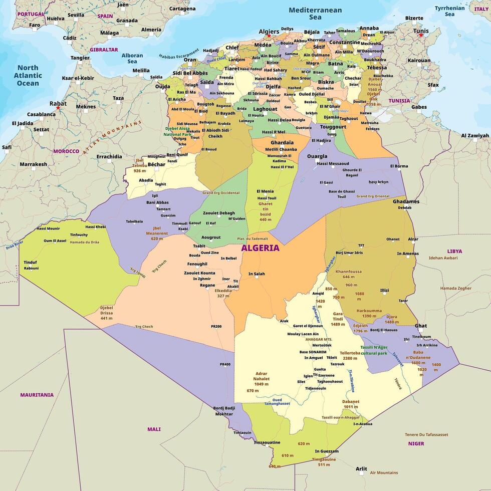 Carte de l'Algérie